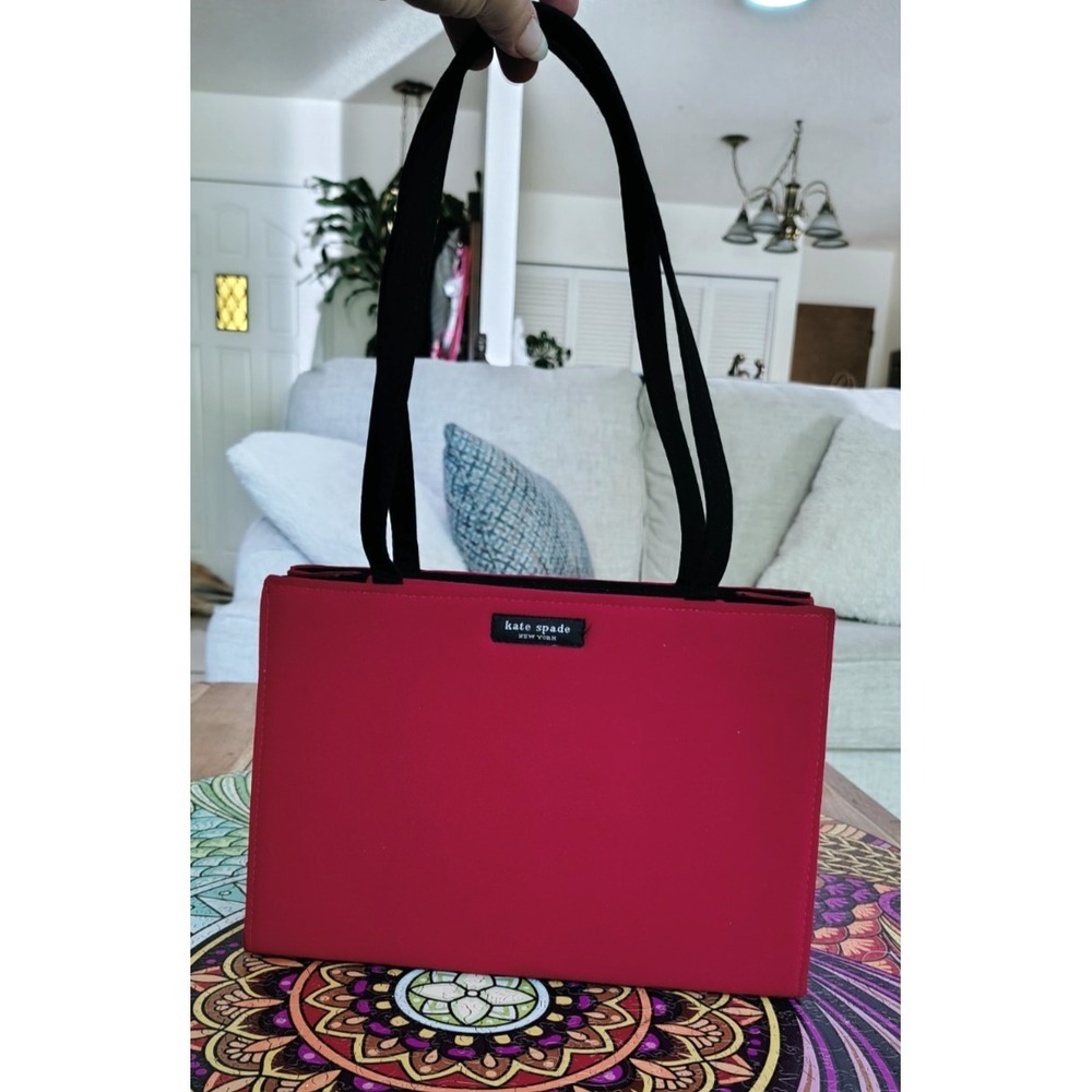 Kate Spade Vintage Iconic 90s Original Nylon Box Purse Shoulder‎ Bag Tote Red